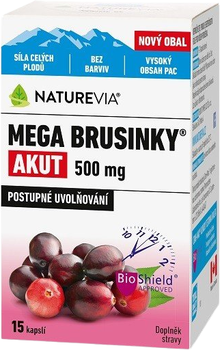 NatureVia Mega brusinky Akut 15 kapslí