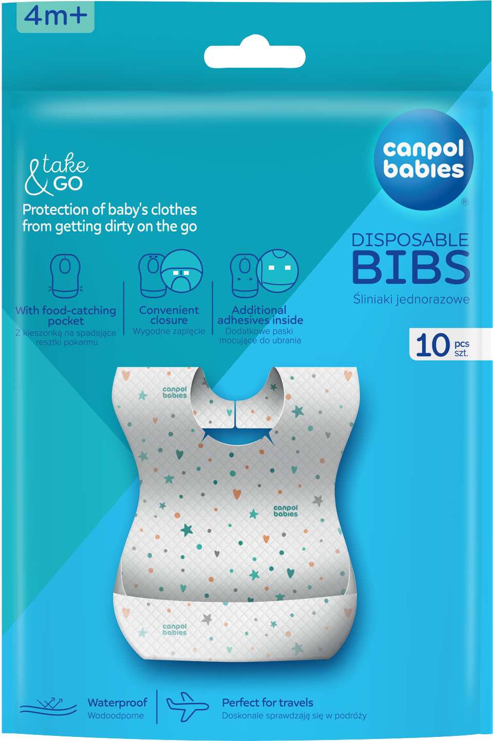 Canpol babies Bryndák voděodolný jednorázový s kapsou 10 ks