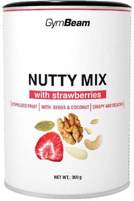 GymBeam Nutty Mix s jahodami 300 g