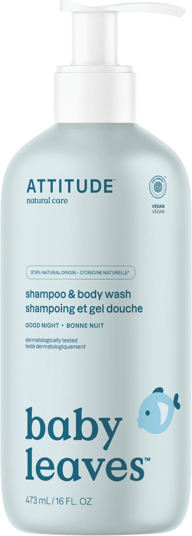 Attitude Dětský šampon a tělové mýdlo (2 v 1) Baby leaves s vůní Good night 473 ml