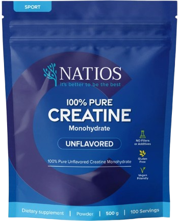 Natios Creatine Monohydrate, Kreatin Monohydrát, Neochucený 500 g