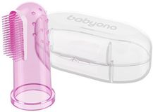 BabyOno Kartáček zubní prstový s pouzdrem růžový