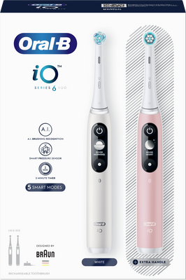 Oral-B iO-6 Bílý a růžový elektrický zubní kartáček 2 ks