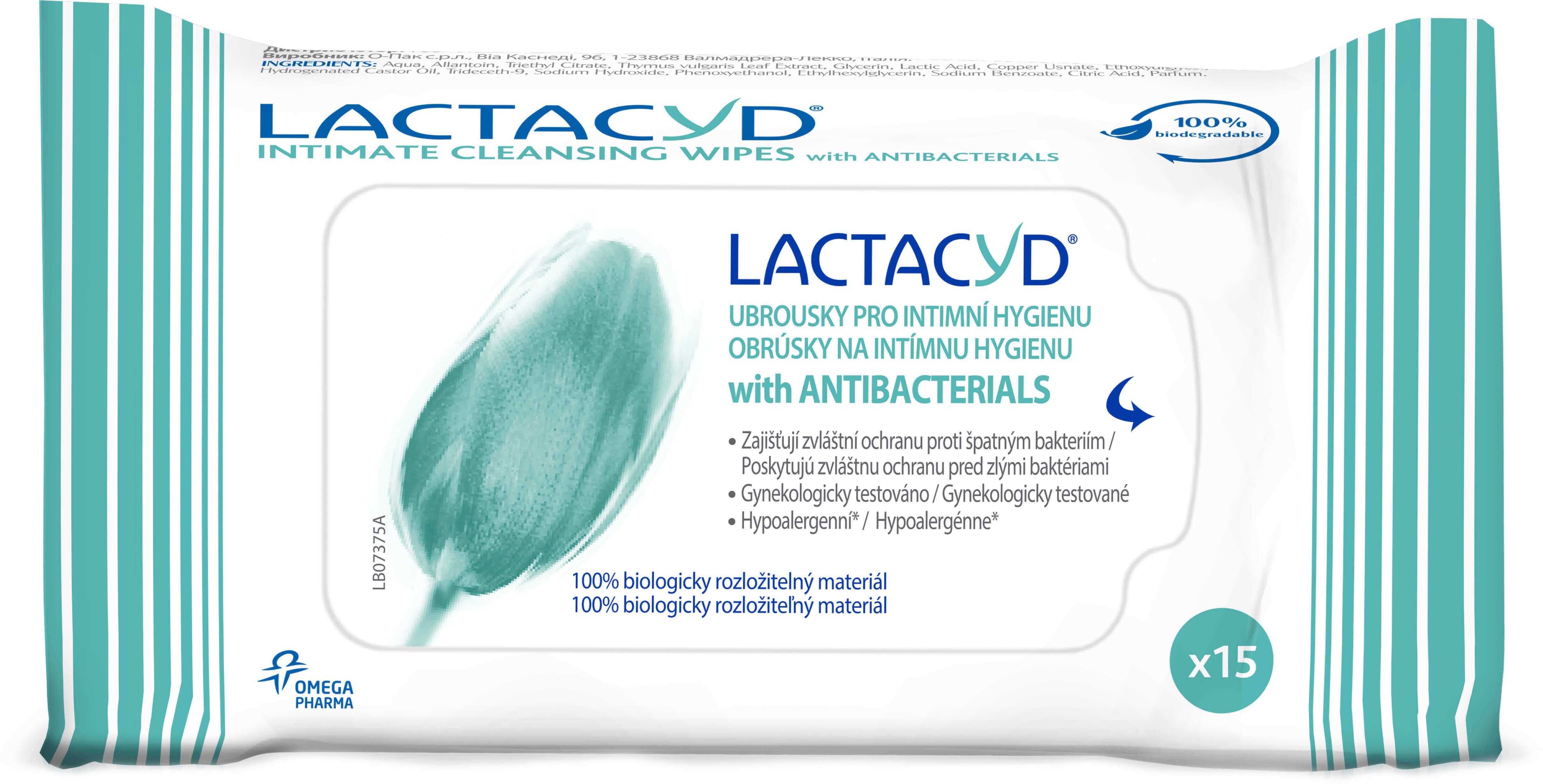 Lactacyd Ubrousky Antibakteriální 15 ks