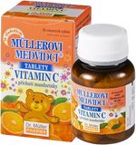 Dr.Muller Müllerovi medvídci tablety s příchutí mandarinky a vitaminem C, cucavé tablety 45 ks