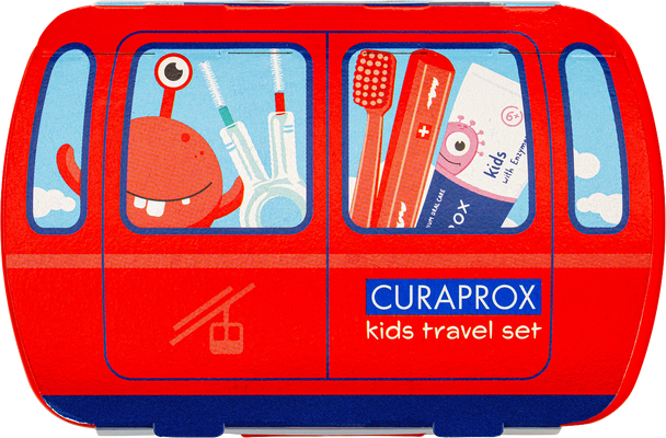 Curaprox Travel set KIDS červený
