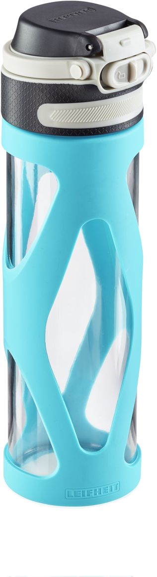 Leifheit Skleněná láhev v silikonovém návleku se šikovným uzávěrem světle modrá 600 ml