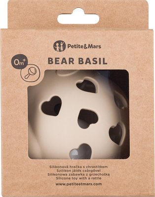 Petite&Mars Hračka silikonová s chrastítkem Bear Basil Desert Sand 0m+