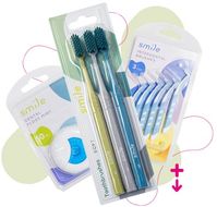 Smile sada péče o zuby - zubní kartáček soft 3ks, mezizubní kartáčky 0,6mm 6ks a dentální nit máta 50m