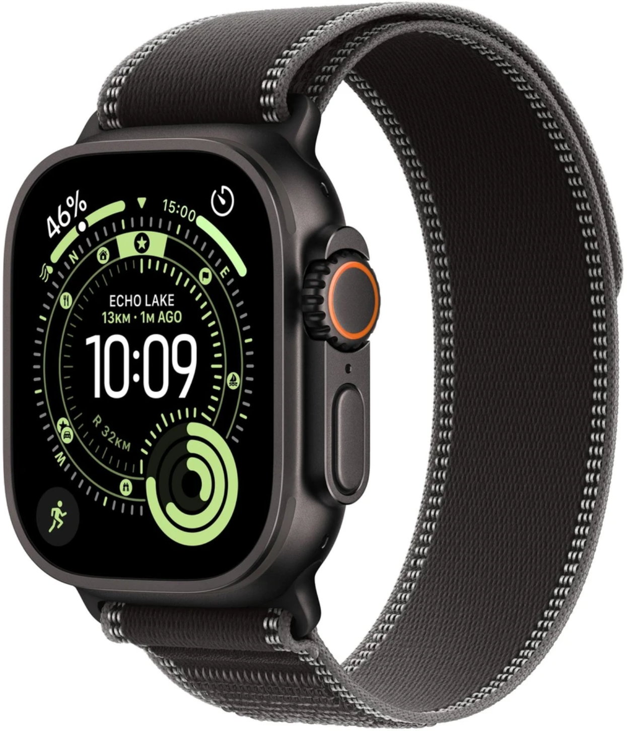 Apple Watch Ultra 3 GPS + Cellular 49mm černý titan - černý / uhlový trailový tah - M/L