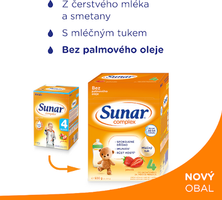 Sunar Complex 4 batolecí mléko jahoda 600 g