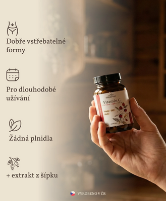 Herbyway Vitamin C s extraktem šípku 1 000 mg, 60 kapslí