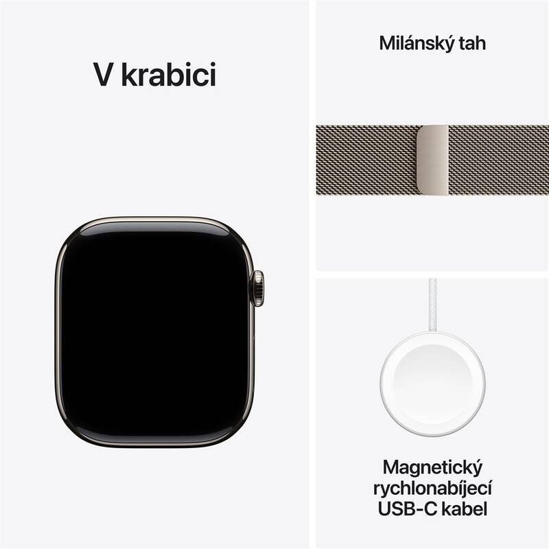 Apple Watch 11 GPS + Cellular 46mm Přírodní titan s přírodním milánským tahem- M/L