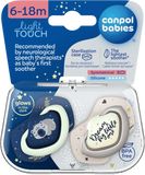 Canpol babies Set symetrických silikonových dudlíků Light touch 6-18m Sleepy Koala, modrý 2 ks