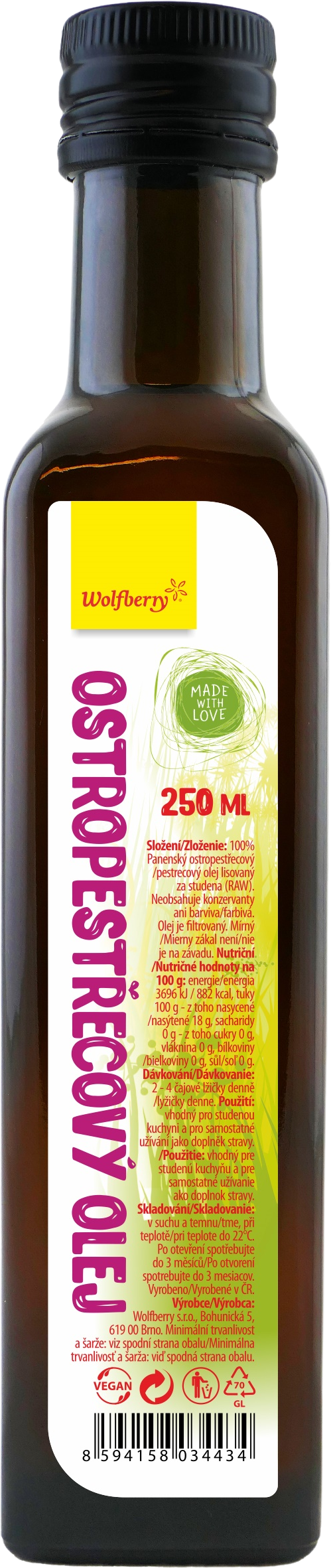 Wolfberry Ostropestřecový olej 250 ml