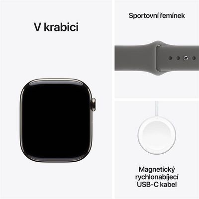 Apple Watch 11 GPS + Cellular 46mm Přírodní titan se skálově šedým sportovním řemínkem - S/M