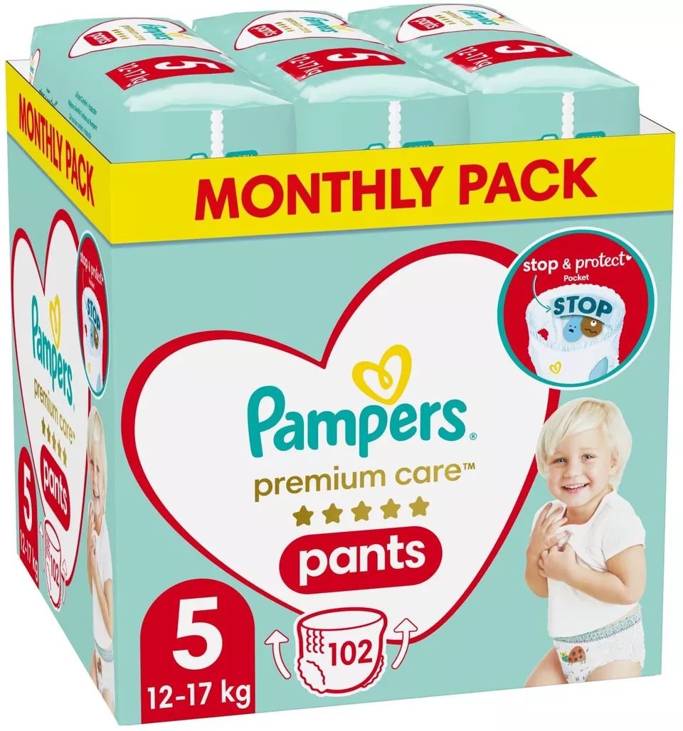 Pampers Premium Care Pants bugyipelenka 5, 12kg-17kg, 102 db