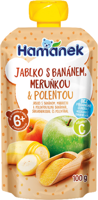 Hamánek kapsička Jablko s banánem, meruňkou a polentou 100 g