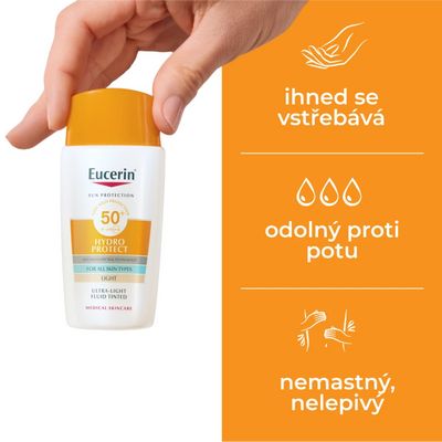 Eucerin Ultra lehký fluid na opalování na obličej Hydro Protect SPF50+ světlý 50 ml