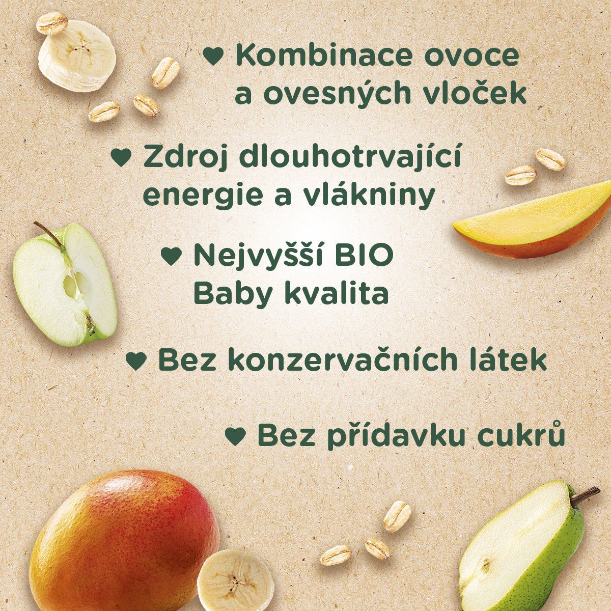 Sunar BIO ovocná kapsička Hopsáček mango, banán, hruška a ovesné vločky 100 g