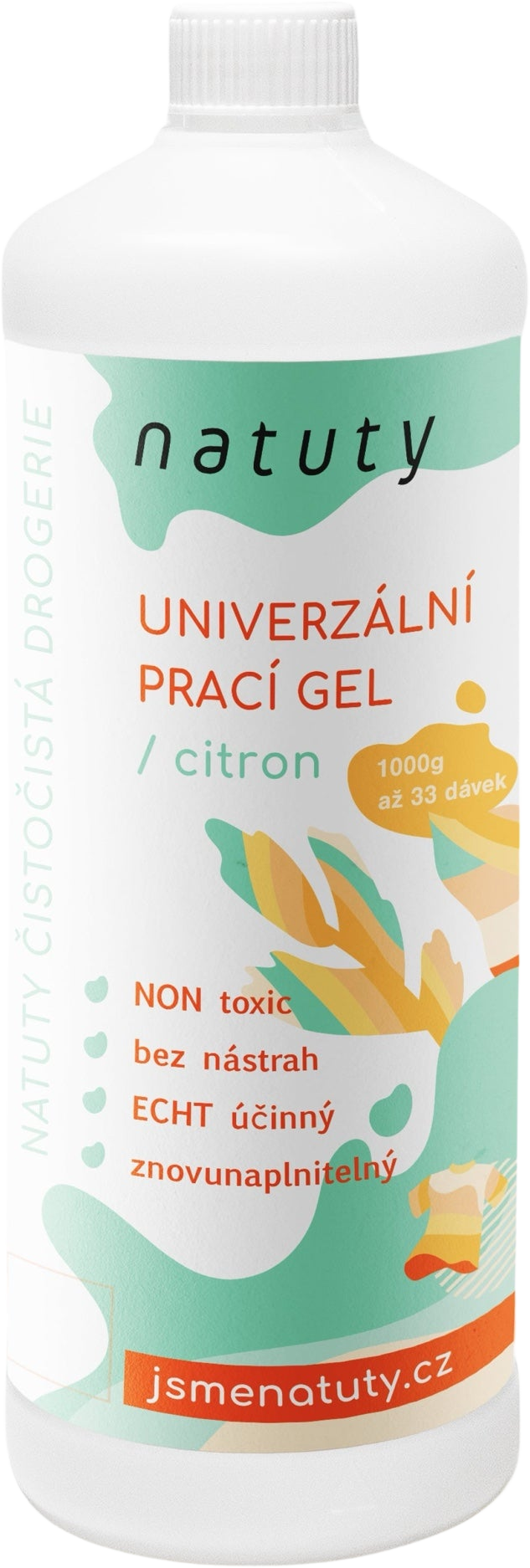 Natuty Prací gel na bílé i barevné prádlo s vůní citronu 1 l