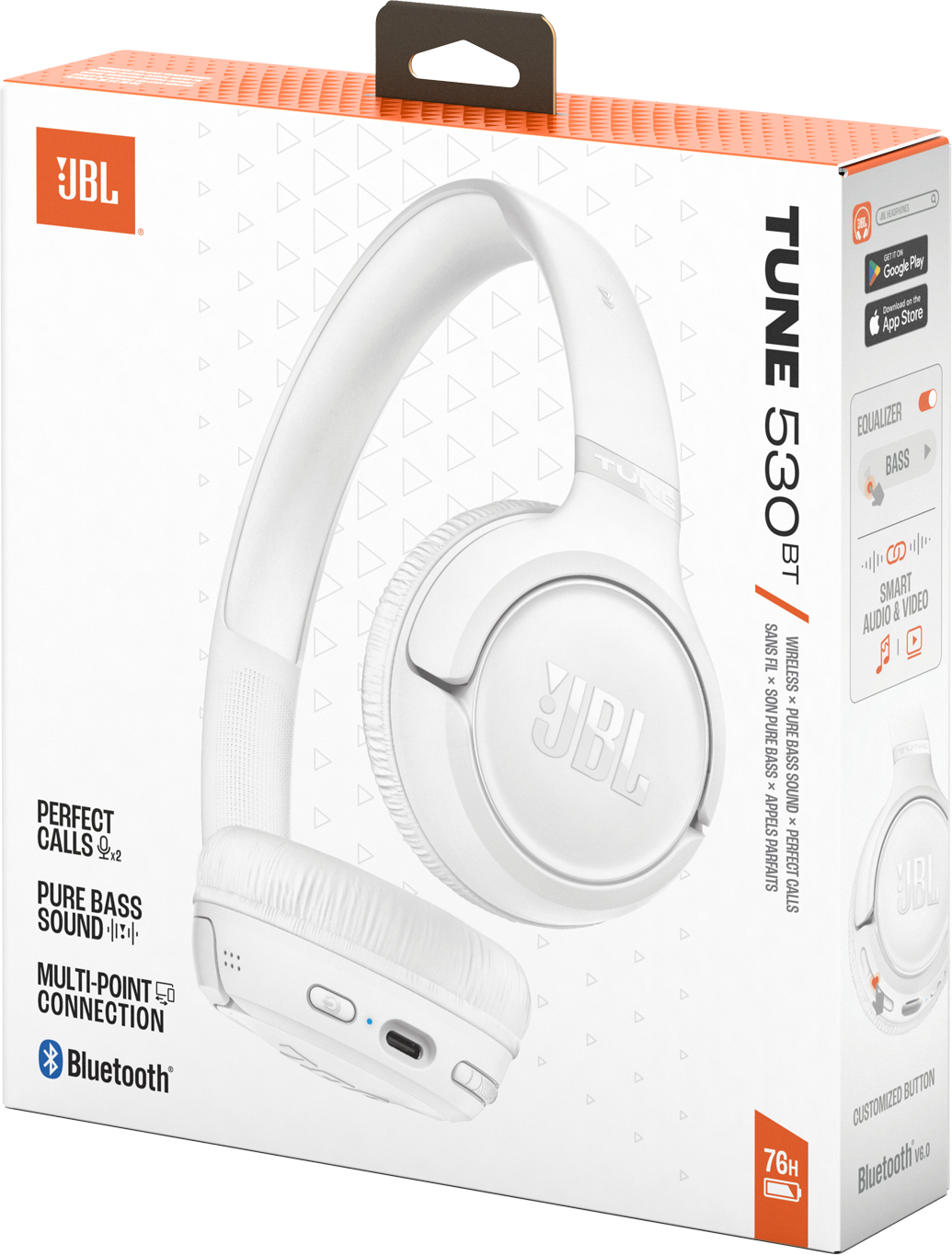 JBL Tune 530BT White, bezdrátová Bluetooth® sluchátka na uši
