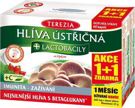 Terezia Hlíva ústřičná+Lactobacily 1+1 ZDARMA 120 kapslí