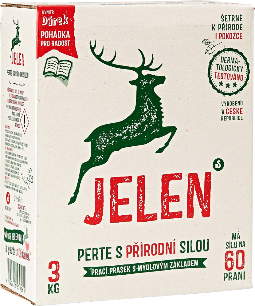 Jelen Prací prášek s mýdlovým základem, 60 dávek, 3 kg