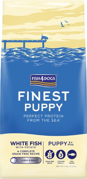 Fish4Dogs Granule velké pro štěňátka Finest bílá ryba s bramborami, 2m+ 6 kg