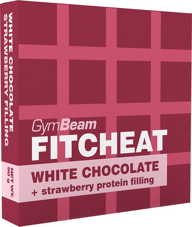 GymBeam Fitcheat Protein Chocolate Bar white chocolate strawberry 90 g