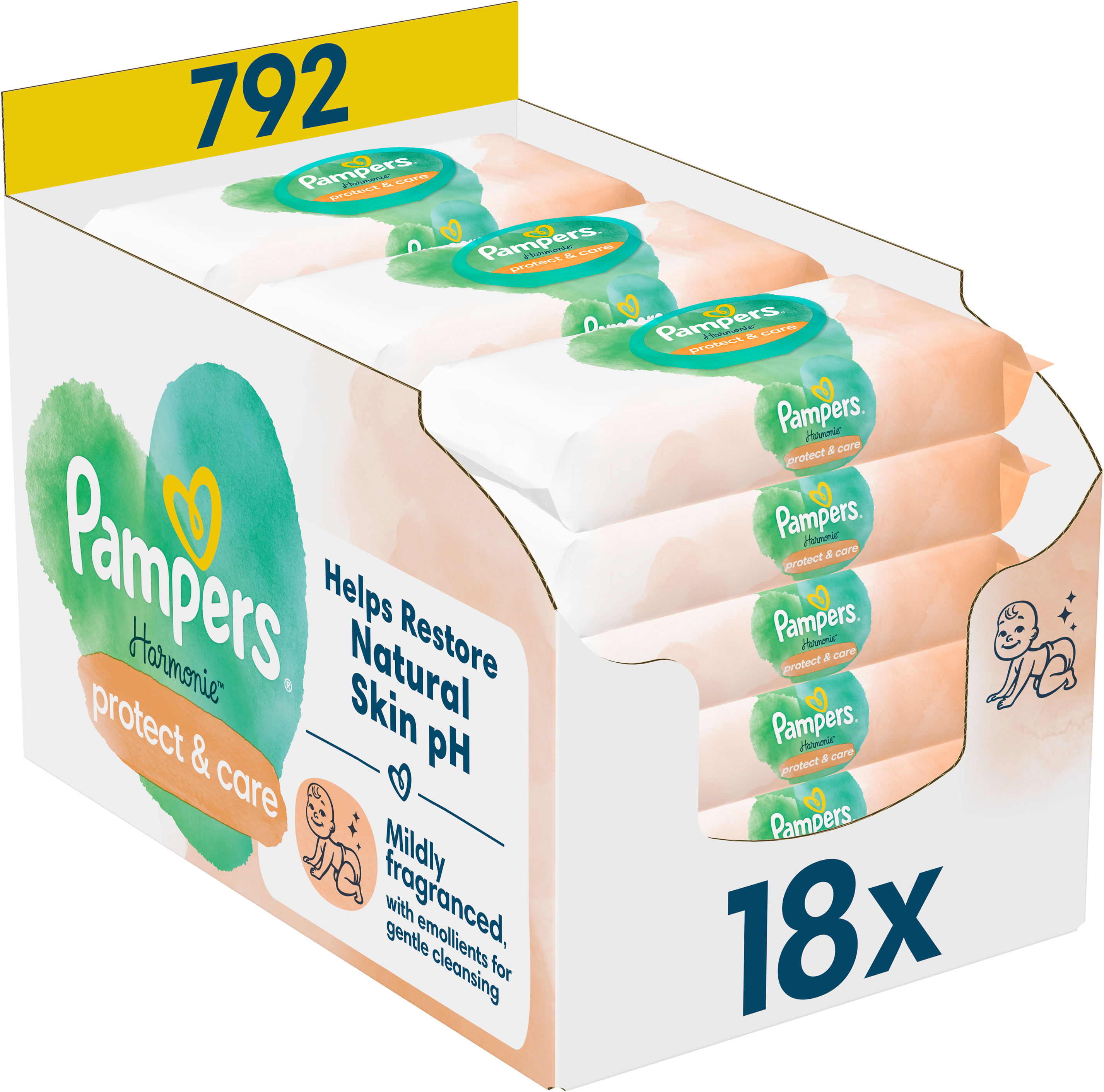 Pampers Vlhčené ubrousky, Protect & Care 792 ks