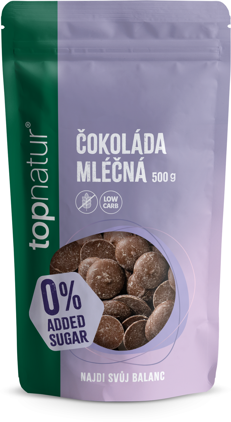 Topnatur No Added Sugar Čokoláda mléčná 500 g