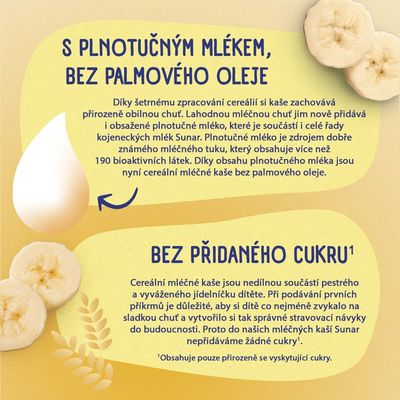 Sunar mléčná rýžová kaše na dobrou noc banánová 210 g