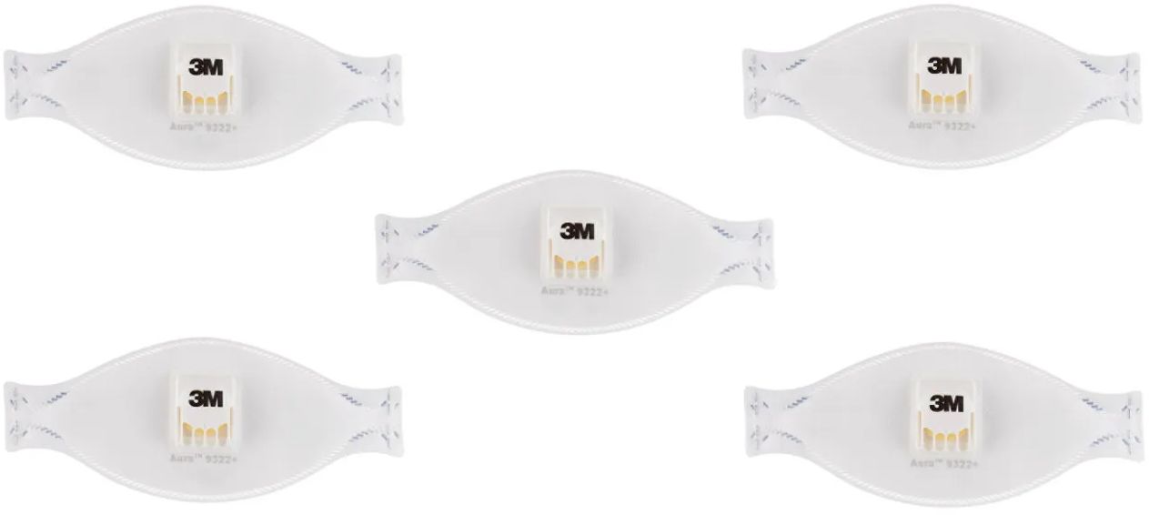 3M 9322-5 Aura™ respirátor proti částicím, s ventilem FFP2 5 ks