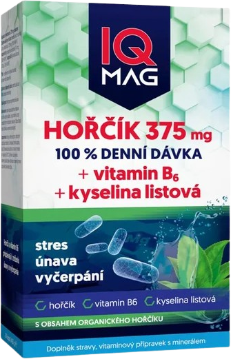 IQ Mag hořčík 375 mg + B6 + kys.listová kapsle 60 kapslí