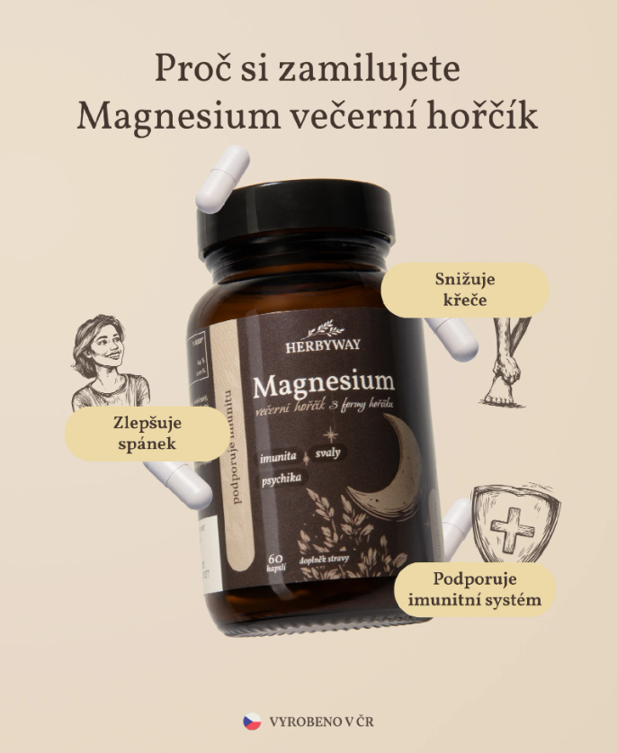 Herbyway Magnesium Večerní hořčík (3 formy hořčíku) 60 kapslí