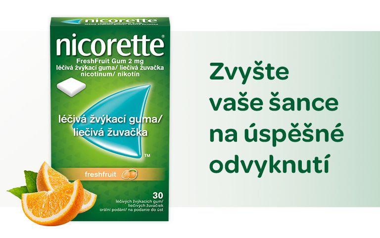 Nicorette FreshFruit Gum 2mg, léčivá žvýkací guma