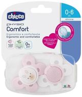 Chicco Šidítko Physio Comfort silikonové 0-6m, dívka - zajíček/tečky 2 ks