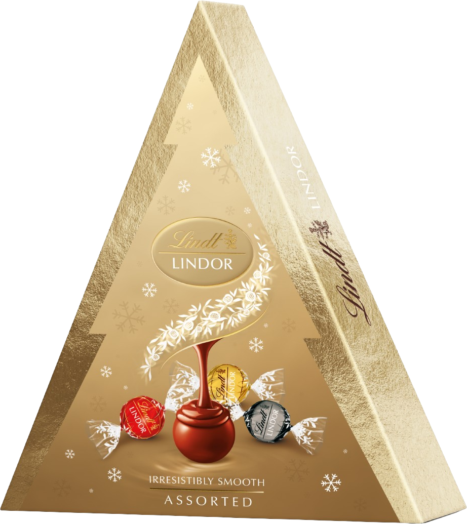 Lindt LINDOR Vánoční stromeček Zlatý Mix 125 g