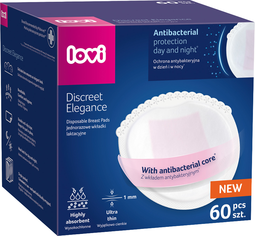 LOVI Vložky do podprsenky antibakteriální Discreet Elegance bílé 60 ks