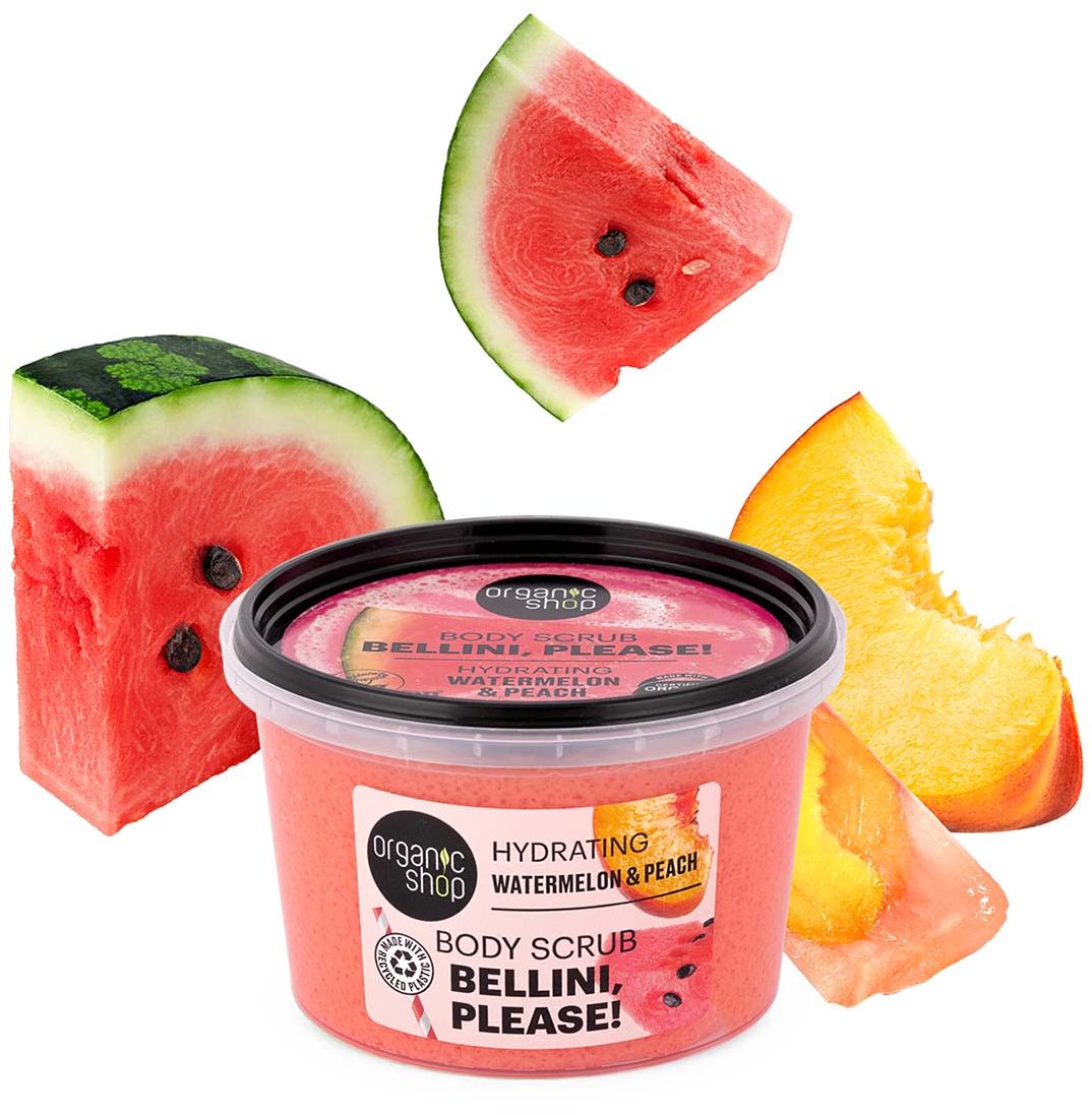 Organic Shop Hydratační tělový peeling Bellini, please! Vodní meloun a broskev 250 ml