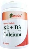 Naturica Vitamín K2 + D3 Calcium 30 kapslí