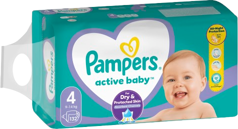 Pampers Active Baby plenky vel. 4, 9-14 kg, 132 ks