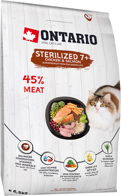 Ontario Krmivo Cat Sterilised 7+ Senior 6.5 kg