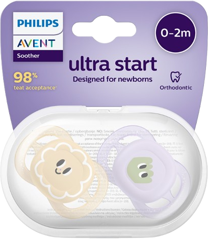 Philips Avent Šidítko Ultrastart obrázek 0-2m dívka 2 ks