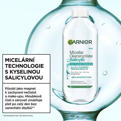 Garnier Micelární čisticí voda s kyselinou salicylovou 400 ml