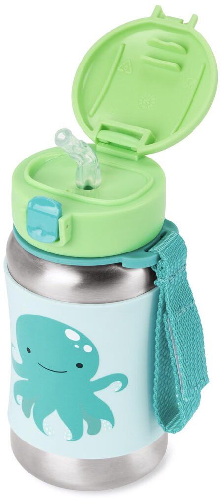 Skip Hop Spark Style Láhev s brčkem na vodu nerez Chobotnice 12m+ 350 ml