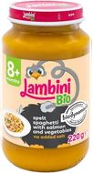 Lambini Bio Demeter příkrm špaldové špagety, zelenina a losos 220 g