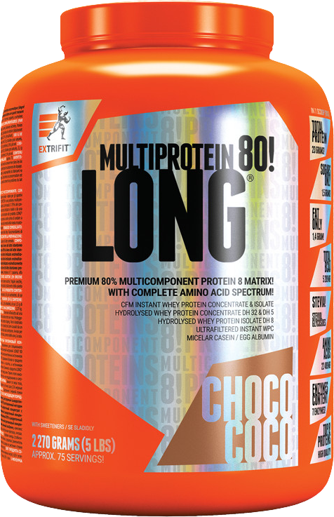 Extrifit Long 80 Multiprotein Čokoláda, Kokos 2270 g