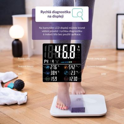 TrueLife FitScale W7 BT Bioelektrická impedanční bluetooth váha, bílá
